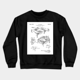 Table Tennis Patent - Tennis Art - Black And White Crewneck Sweatshirt